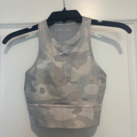 Nike Light Gray Camo Mesh Razorback Longline Sports Bra